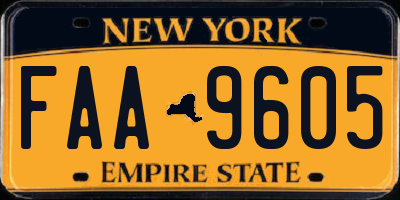 NY license plate FAA9605