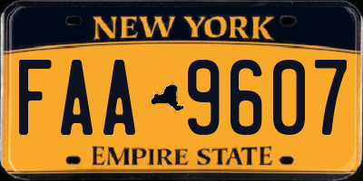 NY license plate FAA9607