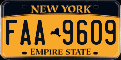 NY license plate FAA9609