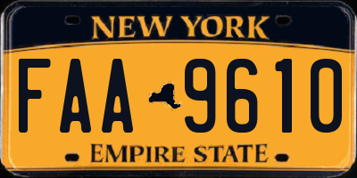 NY license plate FAA9610