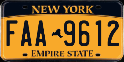 NY license plate FAA9612