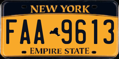 NY license plate FAA9613
