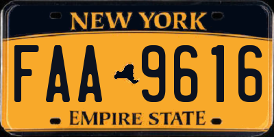 NY license plate FAA9616