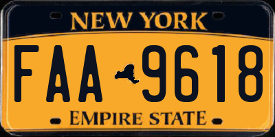 NY license plate FAA9618