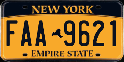 NY license plate FAA9621