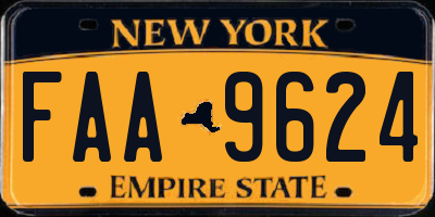 NY license plate FAA9624