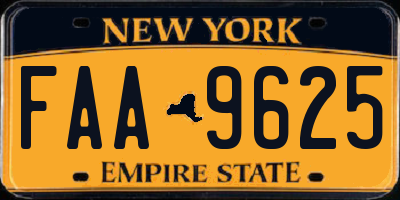 NY license plate FAA9625