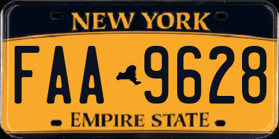 NY license plate FAA9628