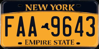 NY license plate FAA9643