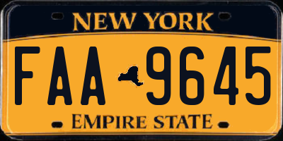 NY license plate FAA9645