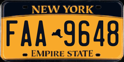 NY license plate FAA9648