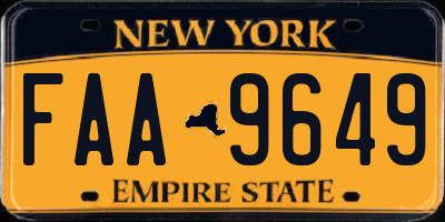 NY license plate FAA9649