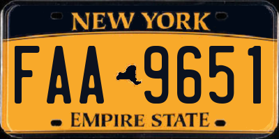 NY license plate FAA9651