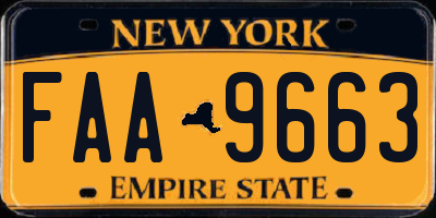 NY license plate FAA9663