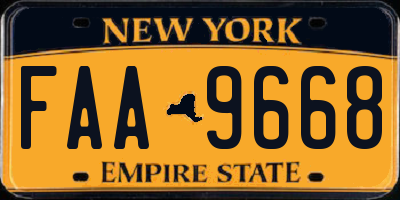 NY license plate FAA9668