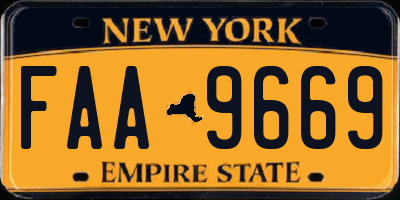 NY license plate FAA9669