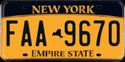 NY license plate FAA9670