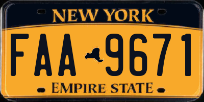 NY license plate FAA9671