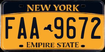 NY license plate FAA9672