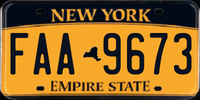NY license plate FAA9673