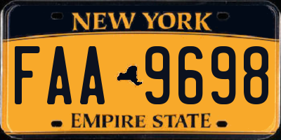 NY license plate FAA9698