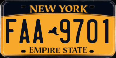 NY license plate FAA9701