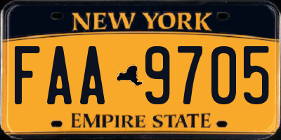 NY license plate FAA9705