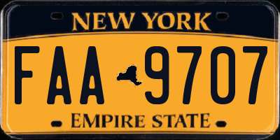 NY license plate FAA9707