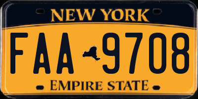 NY license plate FAA9708