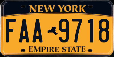 NY license plate FAA9718