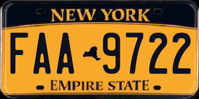 NY license plate FAA9722