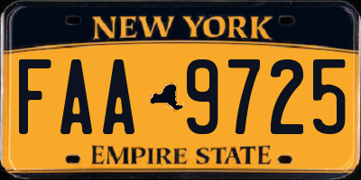 NY license plate FAA9725