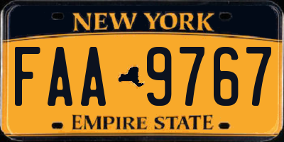 NY license plate FAA9767