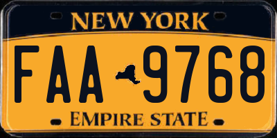 NY license plate FAA9768