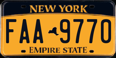 NY license plate FAA9770