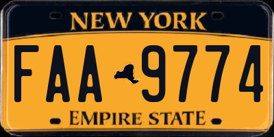 NY license plate FAA9774