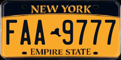 NY license plate FAA9777