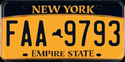 NY license plate FAA9793