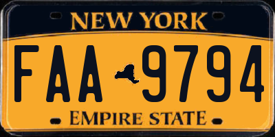 NY license plate FAA9794