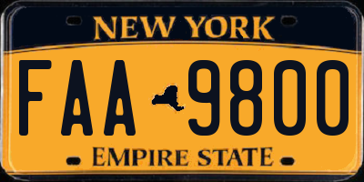 NY license plate FAA9800