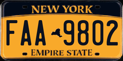 NY license plate FAA9802