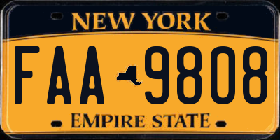 NY license plate FAA9808