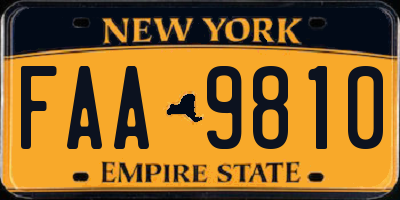 NY license plate FAA9810