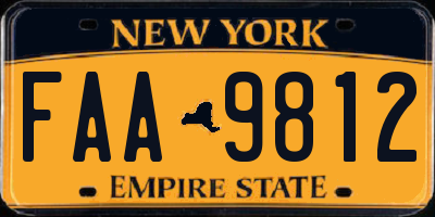 NY license plate FAA9812