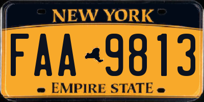 NY license plate FAA9813