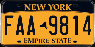 NY license plate FAA9814