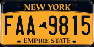 NY license plate FAA9815