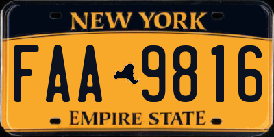 NY license plate FAA9816