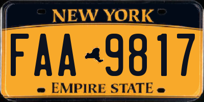 NY license plate FAA9817