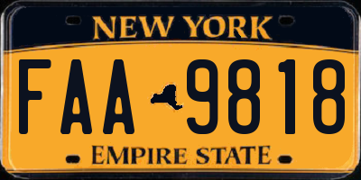 NY license plate FAA9818